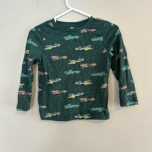 Old Navy 2t Green Long Sleeve T-shirt  with multicoloured Race Car Print